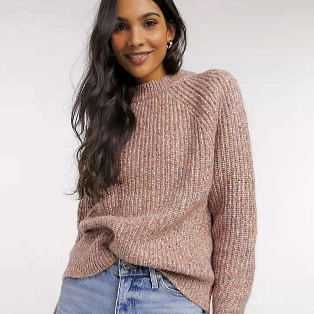 French Connection Suvia Pink Chunky Knit Wool Blend Sweater Jumper Size Medium